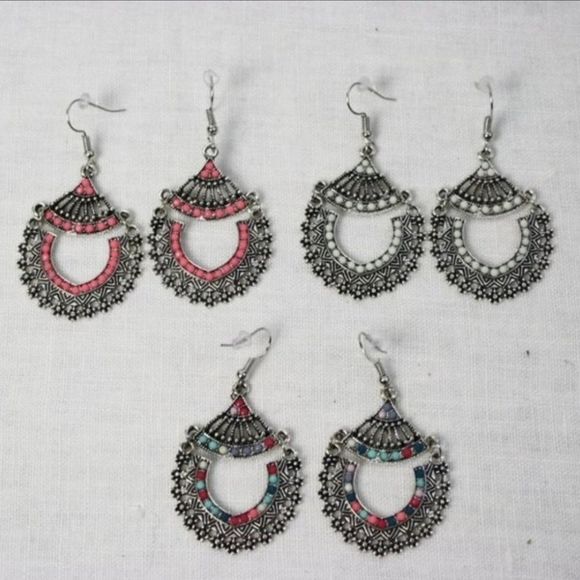 NEW Ivory Bohemian Style Dangle Earrings - Picture 2 of 2